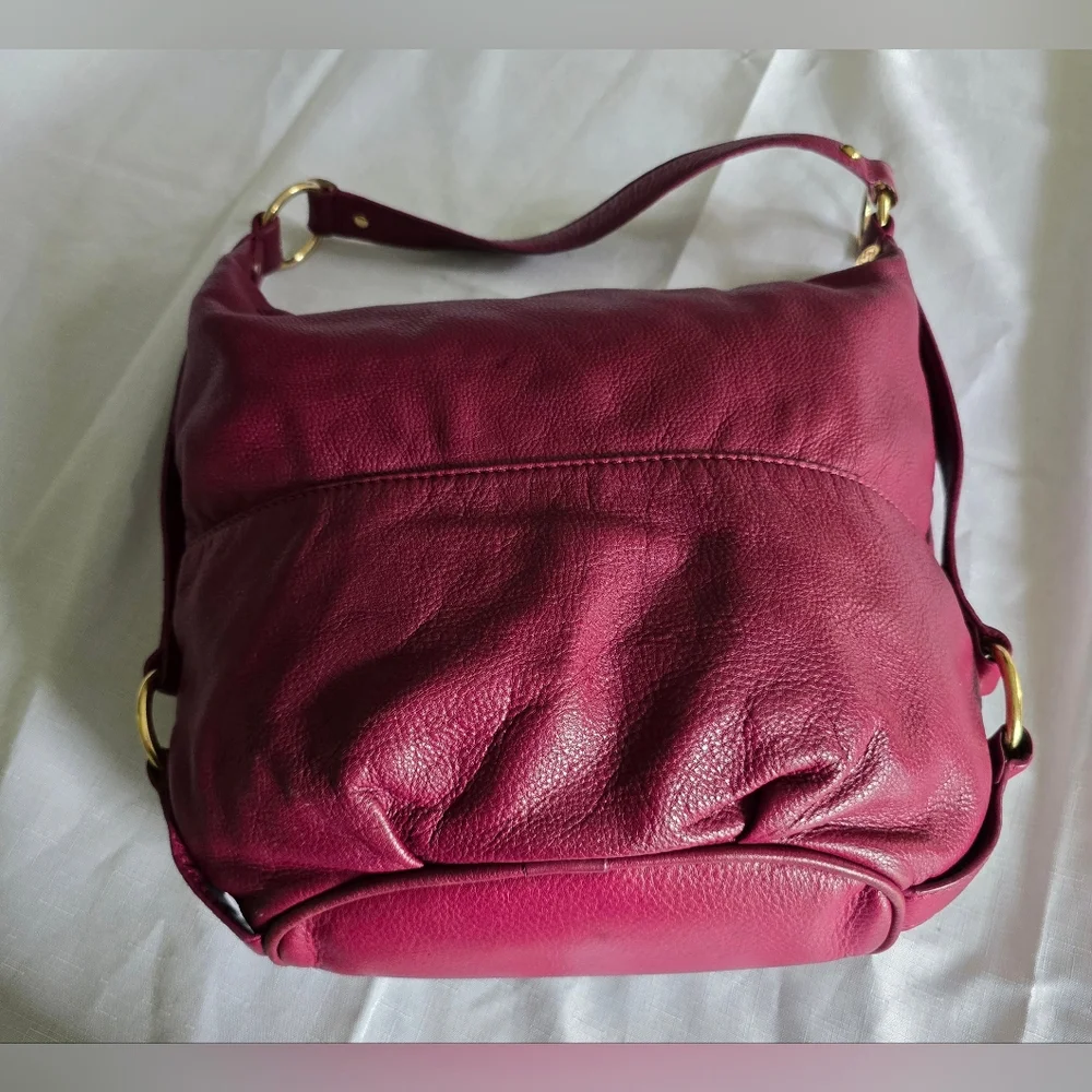 Michael Kors Burgundy Leather Hobo Bag with Gold Hardware